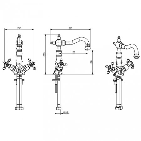 Смеситель для раковины Boheme Flora 312-FL Бронза 