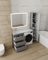 Тумба напольная STYLELINE "Даллас 120" (3 ящ.) Люкс Плюс серая с раковиной ESTETUS Даллас 1200*480 левый