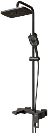 Душевая система MIXLINE ML34-06 Solo Black" (смеситель 35К с изл+лейка 3поз.+душ.шланг+тропич.душ.) (553217)" 