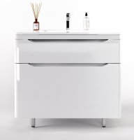 Тумба напольная "Марелла 90" (2 ящ.) Люкс антискрейтч белый глянец, PLUS