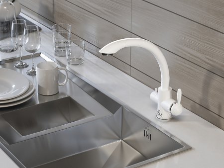 Смеситель для кухонной мойки Paulmark Essen Es213001-431 , белый матовый 