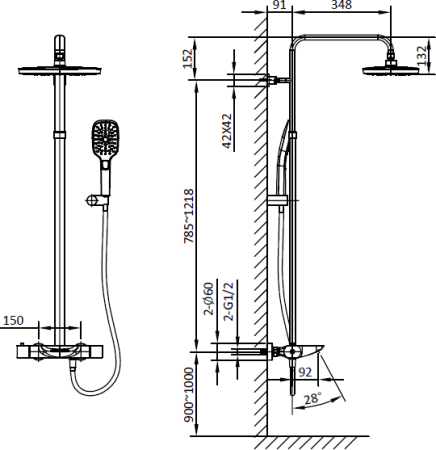 Душевая система с термостатом AltroBagno Aperto 030409 Cr 