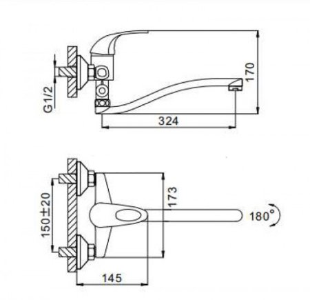 Смеситель для ванны Frap H02 F2102-B универсальный Хром 
