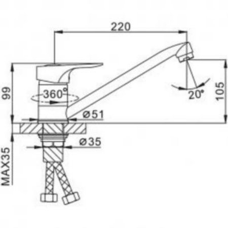 Смеситель для кухни Frap H28 F4928-B Хром 
