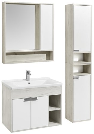 Зеркало со шкафом Aquaton Флай 80 1A237702FAX10 Белый Дуб крафт 