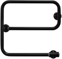 Полотенцесушитель электрический Energy E chrome G1 черный матовый, форма e-образная (фокстрот) нестандартная, скрытое/наружное подключение, 439мм x 478мм