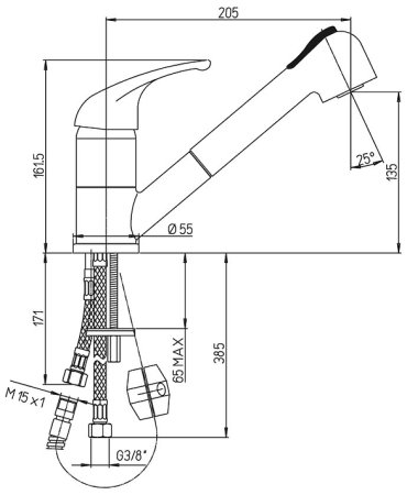 Смеситель для кухни Paini Pilot 04CR568RU Хром 