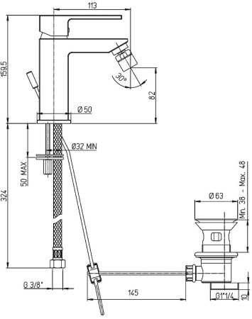 Смеситель для биде Paini Dax 84CR306RKM Хром 