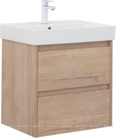 Тумба с раковиной Aquanet Nova Lite 60 дуб крафт (2 ящика) 