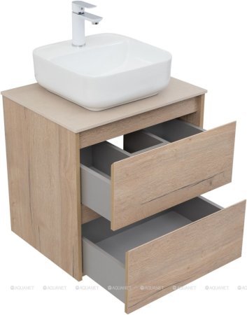 Тумба с раковиной Aquanet Nova Lite 60 дуб крафт (2 ящика) 