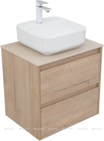 Тумба с раковиной Aquanet Nova Lite 60 дуб крафт (2 ящика) 