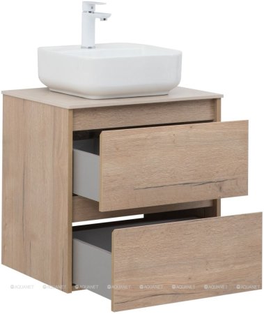 Тумба с раковиной Aquanet Nova Lite 60 дуб крафт (2 ящика) 