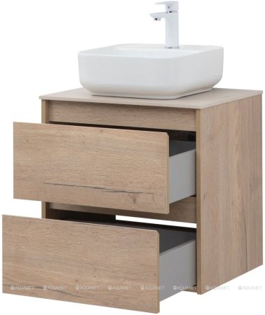 Тумба с раковиной Aquanet Nova Lite 60 дуб крафт (2 ящика) 
