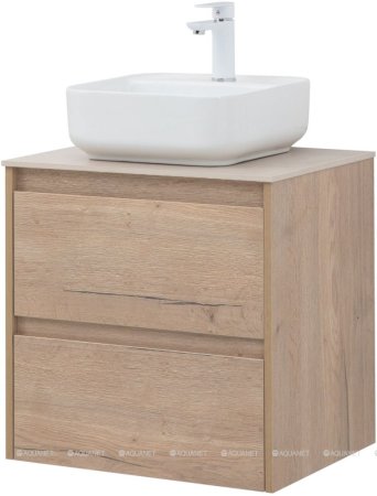 Тумба с раковиной Aquanet Nova Lite 60 дуб крафт (2 ящика) 