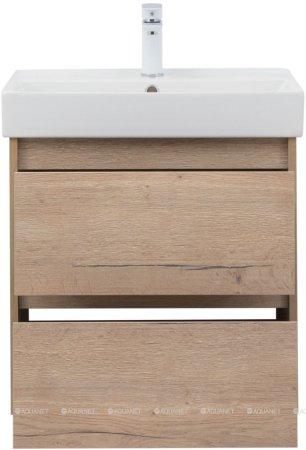 Тумба с раковиной Aquanet Nova Lite 60 дуб крафт (2 ящика) 
