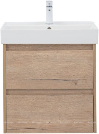 Тумба с раковиной Aquanet Nova Lite 60 дуб крафт (2 ящика) 