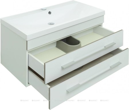 Тумба с раковиной Aquanet Верона 90 белый матовый 