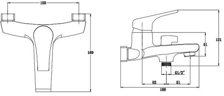 Смеситель для ванны Kaiser Eco 00022 Хром 
