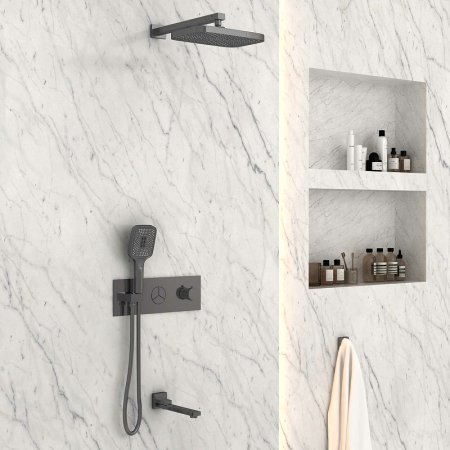 Душевая система Vincea VSFW-432T1GM с термостатом Вороненая сталь 