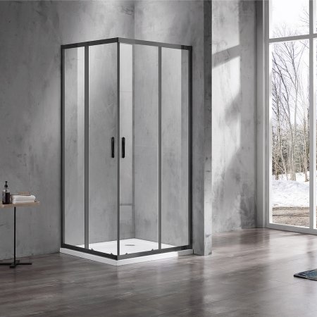 Душевой уголок Azario Milton 100x100 AZ-ND1142 1000 Black профиль Черный стекло прозрачное 