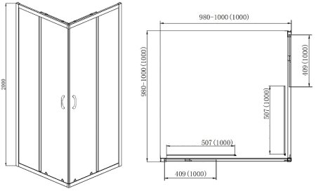 Душевой уголок Azario Milton 100x100 AZ-ND1142 1000 Black профиль Черный стекло прозрачное 