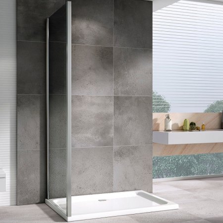 Душевая стенка Abber Schwarzer Diamant 80x195 S80 профиль Хром стекло прозрачное 