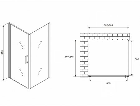 Душевой уголок Abber Sonnenstrand 60x85 AG04060-S85 профиль Хром стекло прозрачное 