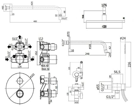 Душевая система Paffoni Light KITZLIQ019BO046KING с термостатом и гигиеническим душем Белый матовый 
