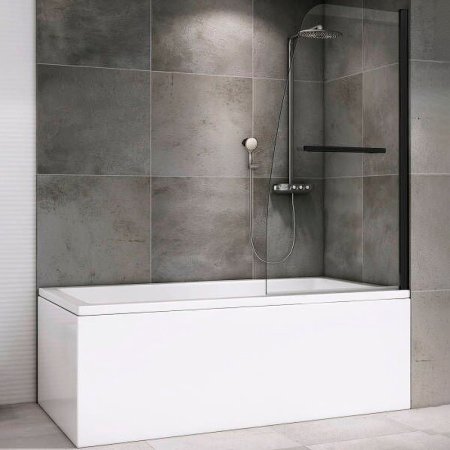 Шторка на ванну Abber Ewiges Wasser AG50080B профиль Черный стекло прозрачное 