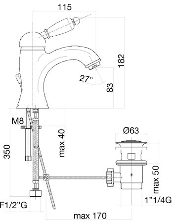 Смеситель для раковины Fiore IMPERIAL BLACK 89CO5221, хром/золото 