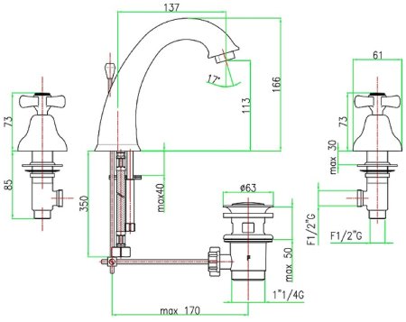 Смеситель для раковины Webert Armony AM750101060, медь 