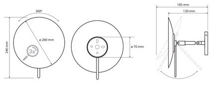 Косметическое зеркало Bemeta 116201332 с шарниром 360 