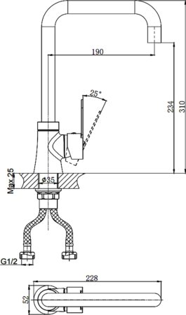 Смеситель Rush Tenerife TE2835-23 для кухонной мойки 