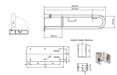 Поручень Bemeta Help program 301102282 U-образный, с держателем рулона 