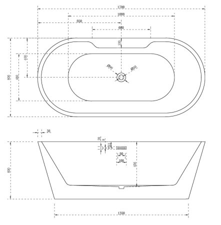Акриловая ванна ABBER AB9299-1.7 