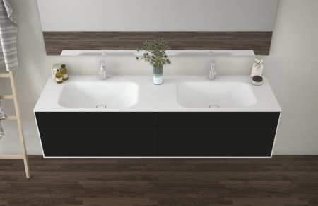 Тумба с раковиной Cezares Titan 180 см подвесная, Shiny black acrylic 