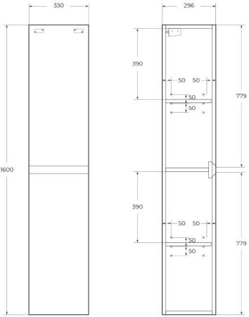 Шкаф пенал подвесной BelBagno KRAFT-1600-2A-SC-RNN-L Rovere Nebrasca Natur 