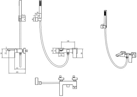 Смеситель для ванны Boheme Qubic 473-B Черный матовый 