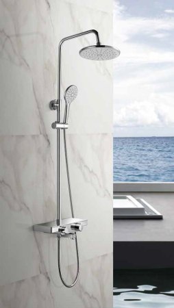 Смеситель с душевой стойкой с полкой HAIBA HB2417 хром 