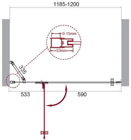 Душевая дверь BelBagno Kraft 120 KRAFT-B-12-60/60-C-Cr-L профиль Хром стекло прозрачное 