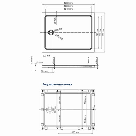 Поддон для душа WasserKRAFT Amper 29T07U 120x90 см 