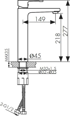 Смеситель для раковины Kaiser Elite 01111-2 Черный матовый 