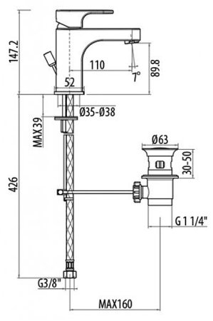 Смеситель для раковины Gattoni H2Omix1000 1041/10С0 Хром 