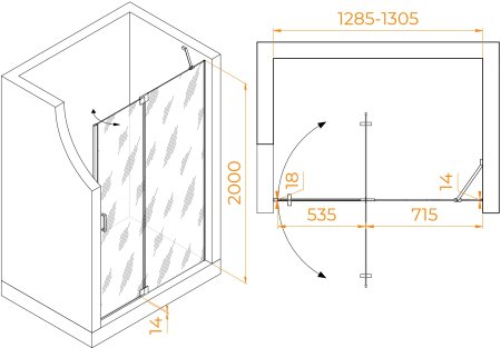 Душевая дверь RGW HO-014Gr 1300 