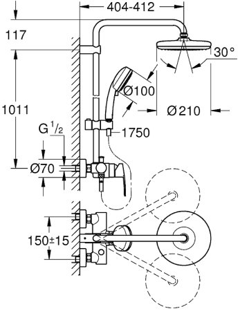 Душевая система Grohe Tempesta Cosmopolitan 26224001 Хром 