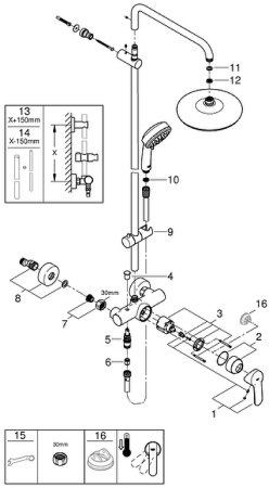 Душевая система Grohe Tempesta Cosmopolitan 26224001 Хром 