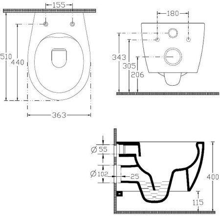 Унитаз Allen Brau Fantasy 4.11004.AN подвесной Антрацит без сиденья 