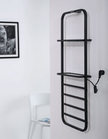 Электрический полотенцесушитель Black&White Universe N-337В 40х101 337BN с полкой Черный матовый 