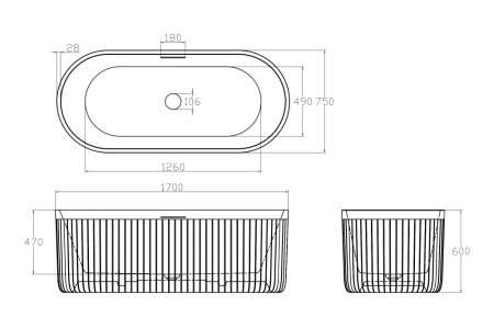 Ванна из искусственного камня ABBER Stuttgart AM9925 белая матовая 