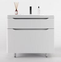 Тумба напольная "Марелла 90" (2 ящ.) Люкс антискрейтч белый матовый, PLUS